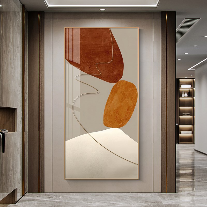 现货现代简约玄关装饰画抽象画蓝色油画轻奢客厅落地画过道走廊挂