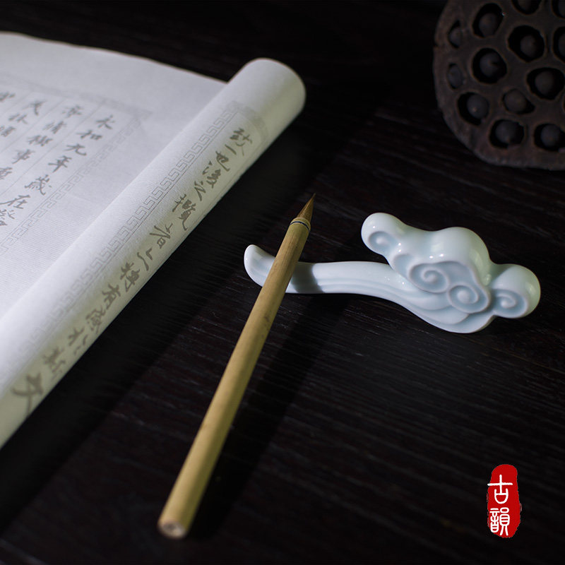 保真速发景e德镇陶瓷笔搁海水江崖笔架山仿古创意茶道茶搁茶玩功