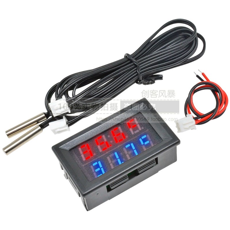 速发12V24V车载内外4位双数显高精度温度计-55~120度温度表双防水