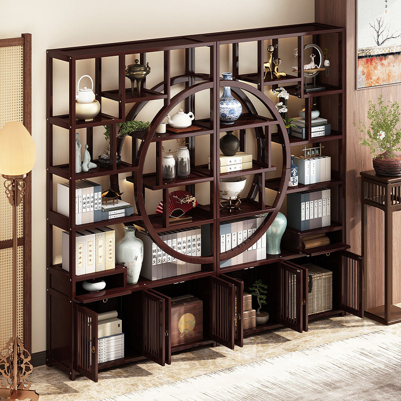 速发博古架办公室摆件展示架非实木中式茶叶收具茶纳阁物架多宝置