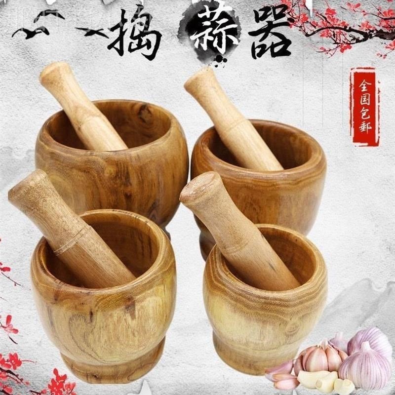 速发柯木蒜泥神器实木蒜臼捣蒜器压蒜家用蒜臼子捣碎对窝木蒜钵器