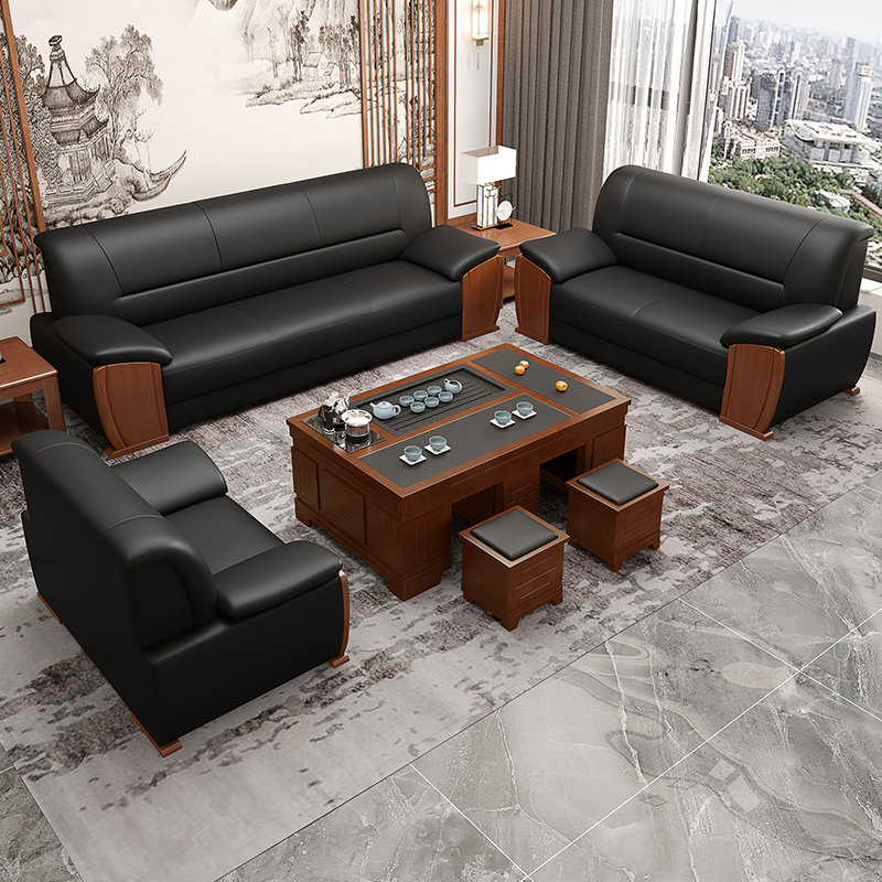 速发公公室沙发商务会待洽谈接客办办茶几组合简约三人位