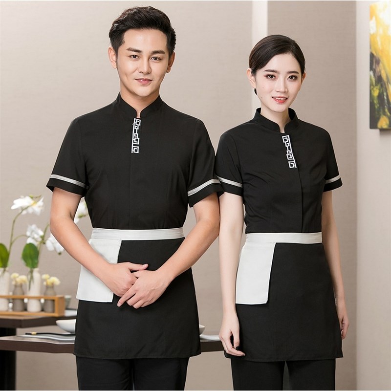 速发服务员工作服餐饮火锅作乐店农家酒夏季复古男工店服潮