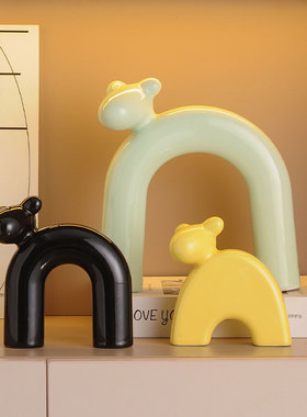 速发可轻一家三酒小鹿家居饰品摆件爱奢奶油风小众客厅电视柜口柜