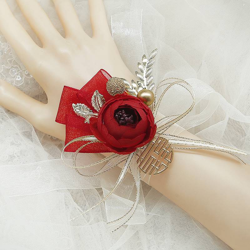 保真速发新娘珍珠手腕花结婚主y婚纱腕花伴娘超仙姐妹团手花仙气