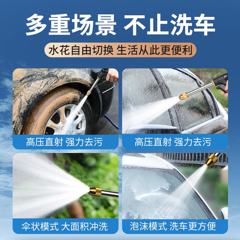 现货高压庭院清洗水枪洗地伸缩管冲洗家用阳台加压神器软管喷头防