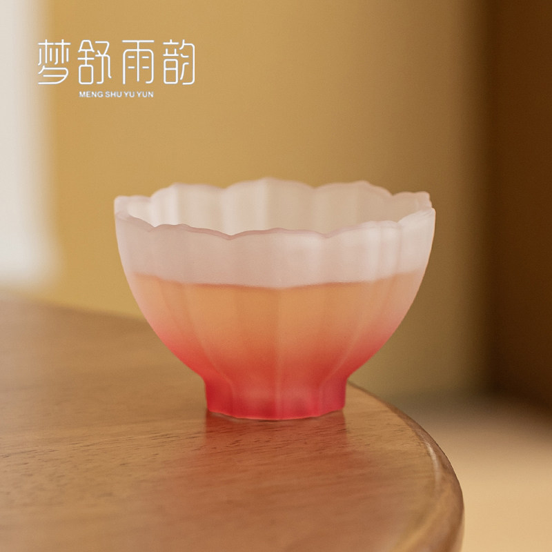 速发粉色耐热琉璃莲花主人杯创意功璃茶玻单杯杯夫茶具士品茗杯茶