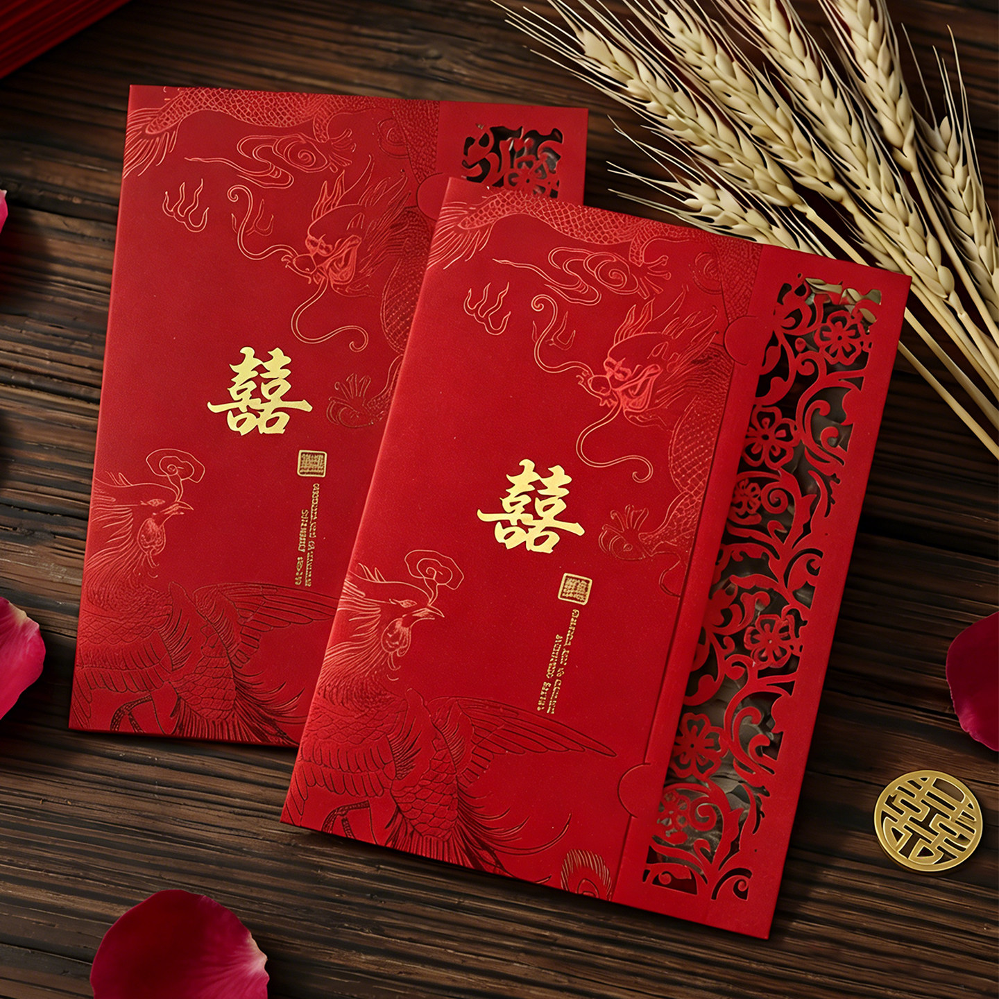 简约镂空高级感结婚请柬定制图片