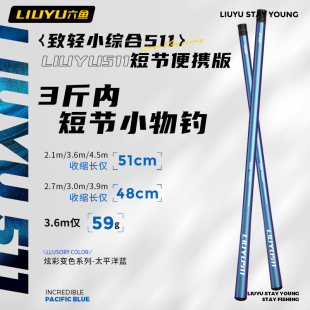 六鱼511小物钓鱼竿溪流野钓石斑白条鲫鱼小综合超轻便携短节手竿