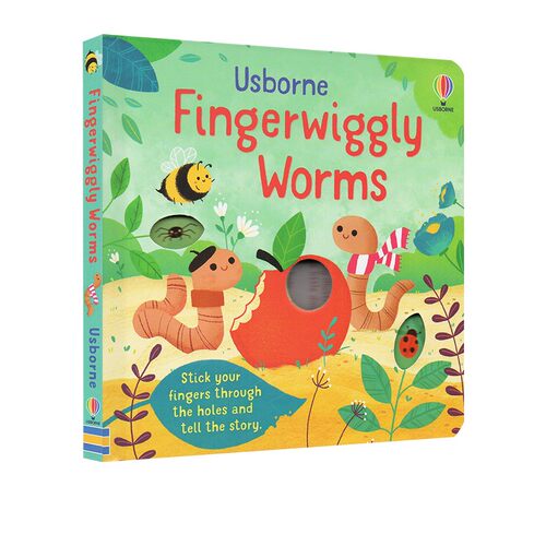 英文原版 Usborne Fingerwiggly Worms 亲子互动 儿童启蒙绘本 洞洞书 纸板书 尤斯伯恩
