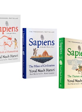 预售 英文原版 Sapiens 人类简史漫画版 3册合售 从动物到上帝 尤瓦尔·赫拉利 Yuval Noah Harari 世界通史