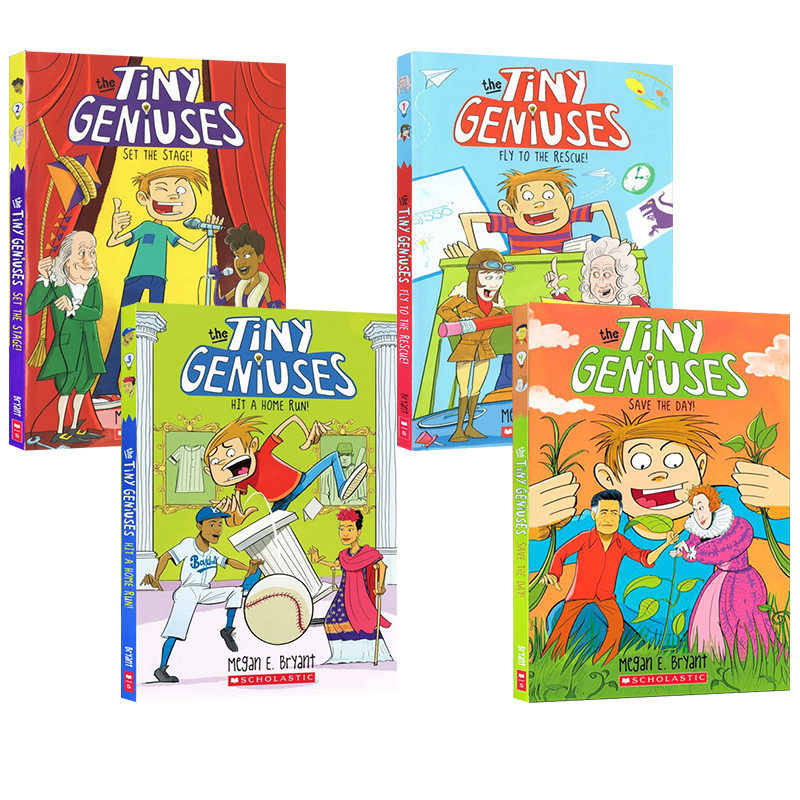 英文原版 Tiny Geniuses 1-4 小天才 科学小子 4册合售 小学生课外桥梁章节书 儿童课外阅读小说