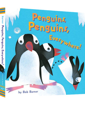 英文原版 Penguins, Penguins, Everywhere! 企鹅 纸板书 保护动物 大自然动物科普绘本 名家Bob Barner