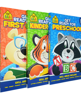 3-7岁思想者练习3册 School Zone Thinkers Get Ready for Preschool Kindergarten First Grade 儿童入学准备练习 英文原版