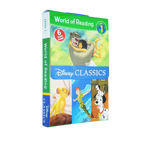 6册盒装 迪士尼分级读物 Disney Princess World of Reading L1 英文原版幼儿英语启蒙经典绘本 彼得潘 狮子王