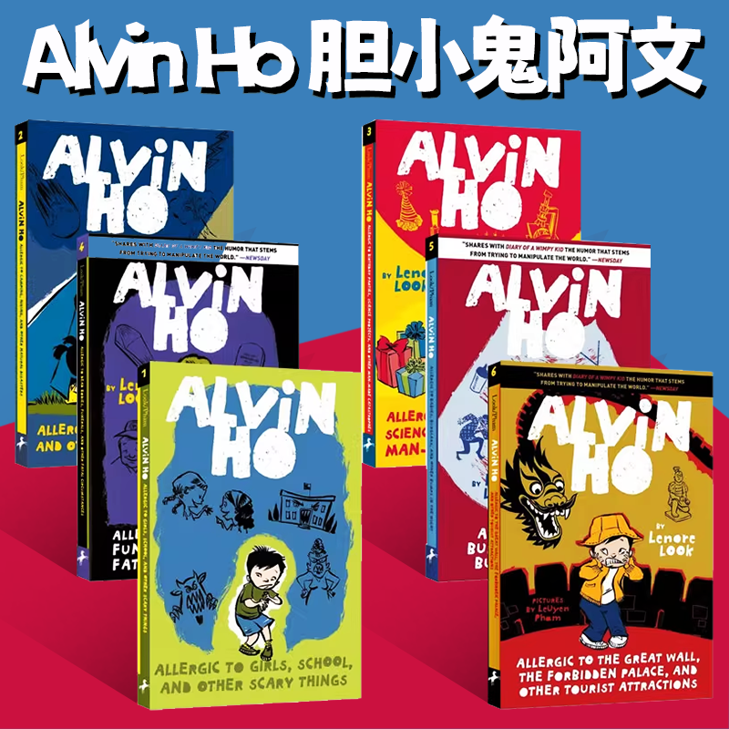 英文原版 Alvin Ho系列 胆小鬼阿文 6册全套 青少年课外阅读 幽默励志成长 章节桥梁小说书 蓝思值490L-600L