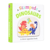 恐龙专题 纸板触摸书 反义词学习 Stampede Roger 亲子互动绘本 英文原版 Dinosaurs 低幼启蒙阅读 Priddy