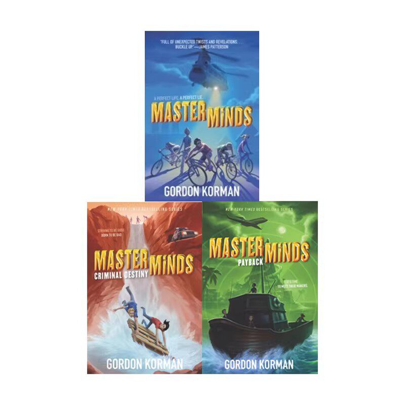 英文原版 Masterminds 幕后黑手 3册 戈登·科曼 加拿大少年天才作家 儿童动作冒险小说  39条线索作者 Gordon Korman