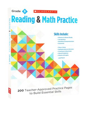 英文原版 Scholastic Reading and Math Practice Grade3 学乐阅读与数学练习小学低年级 学生练习册