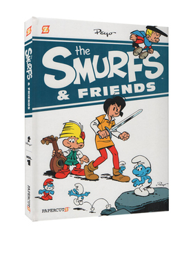 英文原版 The Smurfs & Friends 蓝精灵和朋友们 精装合辑 大开本192页 漫画绘本图画书 全彩冒险故事书 比利时漫画大师 贝约