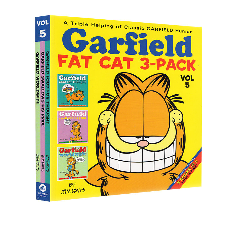 预售 加菲猫漫画三合一 合订本5 Garfield Fat Cat 3 Pack 5 英文原版 经典趣味幽默漫画 儿童课外阅读图画故事书 Jim Davis