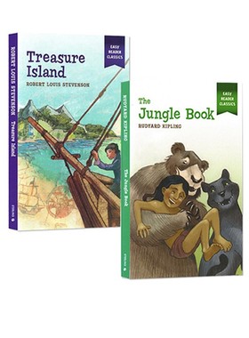 Easy Reader Classics 英文原版小说 2册全彩插图漫画版经典名著 金银岛 森林王子
