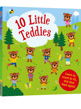 英文原版 10 Teddy Bears by Igloo Books 精装 纸板洞洞书 儿童启蒙数学计算 体验计算乐趣