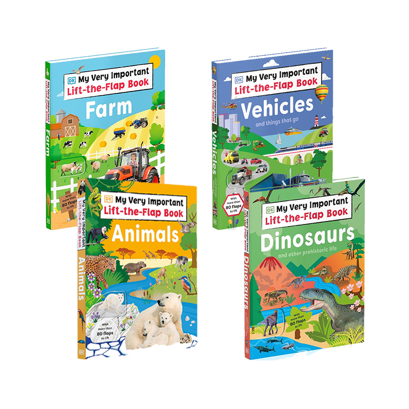 DK互动小百科 动物 My Very Important Lift-the-Flap Book Animals 4册 英文原版 纸板书翻翻书 儿童科普读物绘本