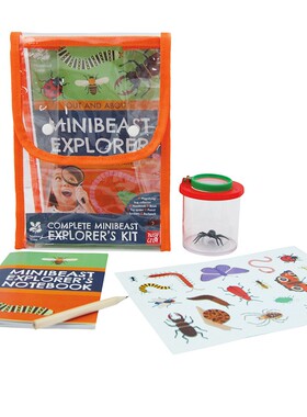 英文原版 National Trust Complete Minibeast Explorer's Kit 儿童昆虫观察家迷你背包套装 昆虫观察器皿+昆虫科普绘本 附笔记本