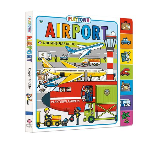 英文原版 Playtown系列 Airport 交通工具认知 儿童趣味纸板翻翻书 边玩边学 幼儿启蒙认知绘本 亲子共读图画书 撕不烂纸板书