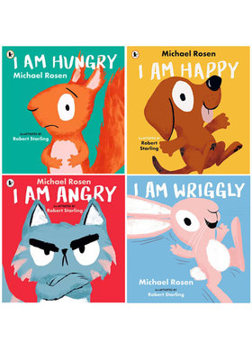 罗森爷爷情绪绘本4册 英文原版 I Am Angry/Hungry/Happy/Wriggly  我很生气 我饿了 猎熊 Michael Rosen 儿童情绪礼仪情商培养