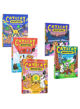 英文原版 Cat & Cat Adventures 5册合售 友谊主题 全彩漫画绘本图画书 爆笑幽默图像说小说 儿童课外推荐阅读