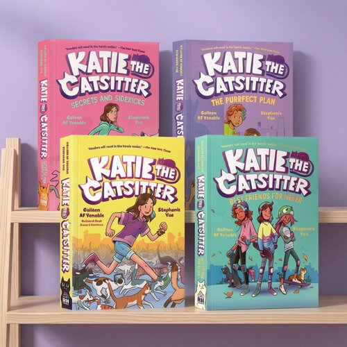 爱猫的凯蒂 英文原版 Katie the Catsitter Graphic Novel 4册 全彩漫画绘本图画书 幽默爆笑 适合女孩 小学生英文课外阅读