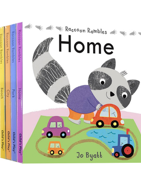 英文原版 Raccoon Rambles 4册 纸板书合售 浣熊漫步 记忆力和排序能力培养 幼儿启蒙绘本 Child's Play