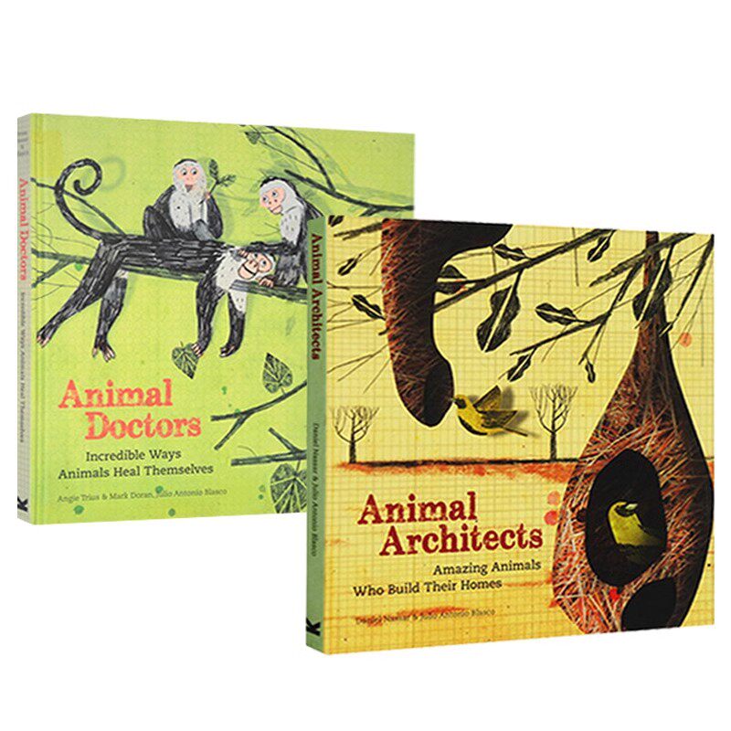 英文原版 Animal Architects/Doctors 动物专家系列2本：动物建筑师动物医生 小学STEM科普与艺术的汇合 精装翻翻书