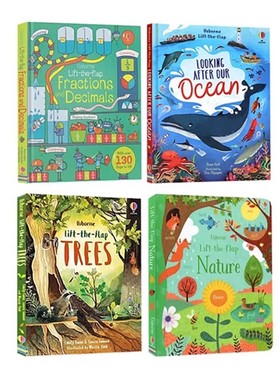 英文原版 Lift-the-flap: Seasons and Nature/Trees/Decimals/Ocean 翻翻书 4册 儿童互动翻翻书纸板书科普读物尤斯伯恩
