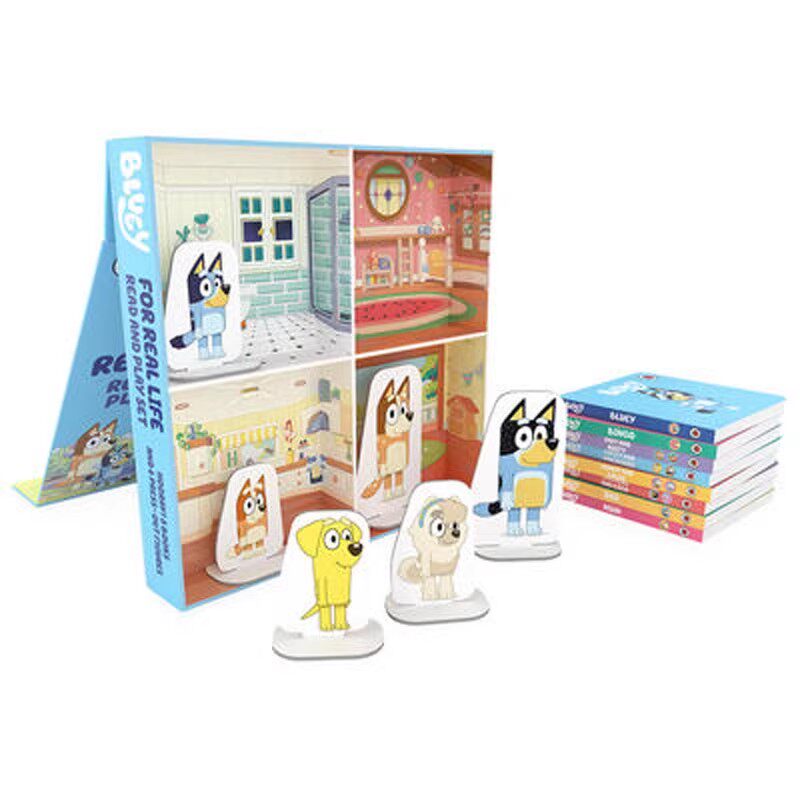 小蓝狗布鲁伊 Bluey: For Real Life Read and Play Set 英文原版 8册纸板绘本 创意礼盒装 儿童卡通动画启蒙绘本 边玩边学