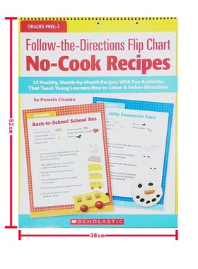 英文原版 Follow the Directions Flip Chart: No Cook Recipes 学乐儿童启蒙学习教学地板书 活动挂图 创意手工