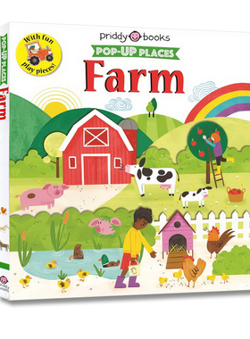 英文原版 Pop-Up Places: Farm 农场 纸板书 亲子图画故事 立体书操作书 幼儿认知启蒙 Roger Priddy