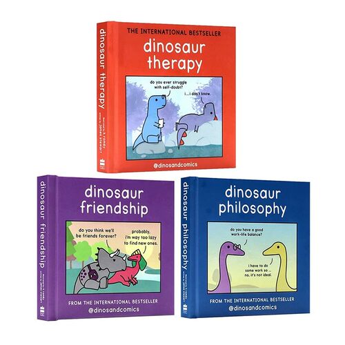 英文原版 Dinosaur Therapy Philosophy 恐龙哲学/友谊  3册 精装 全彩漫画绘本图画书