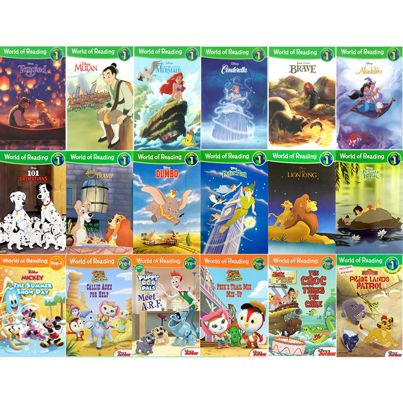 英文原版 迪士尼儿童经典故事绘本 18册 Disney World of Reading 幼儿英语启蒙经典绘本 迪士尼公主 迪士尼儿童经典动画人物