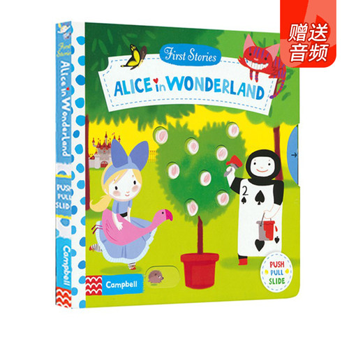 英文原版 First Stories系列 Alice in Wonderland 爱丽丝梦游仙境 经典童话系列纸板操作活动书 翻翻故事书亲子共读读物启蒙