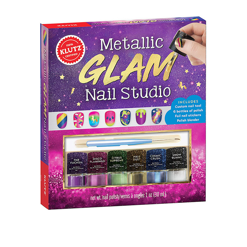 英文原版 进口手工书 Metallic Glam Nail Studio 儿童手工活动书 金属光泽美甲工作室 手工DIY