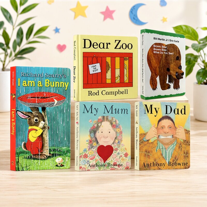 英文启蒙绘本5册 My Mum 我妈妈 My Dad 我爸爸 Where'S Spot? 棕熊 Dear Zoo 亲爱的动物园 I Am a Bunny 我是一只兔子