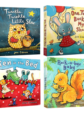英文原版儿歌童谣 Jane Cabrera 纸板书 Rock-A-Bye Baby 摇篮曲  Twinkle Twinkle 一闪一闪亮晶晶 4册合售  Holiday House 出品
