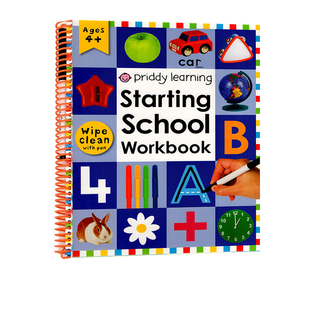 英文原版 Wipe Clean Starting School Workbook 螺旋装帧 附赠书写马克笔 儿童学校学习技能培养 可重复擦写练习册