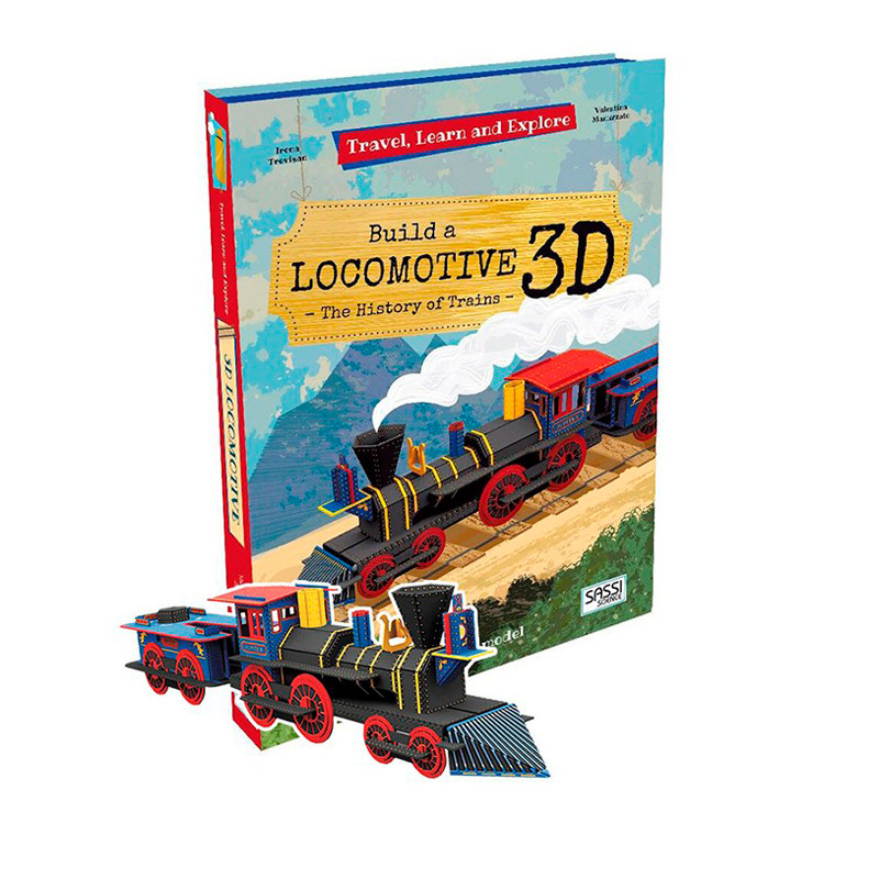 英文原版 Travel Learn And Explore Locomotive 3D火车头模型书 真实可拼装模型书 STEAM 少儿科普绘本 创意手工操作书游戏书