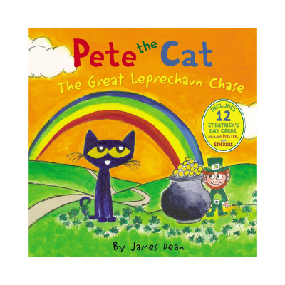 预售 英文原版 Pete the Cat: The Great Leprechaun Chase 皮特猫大妖精追逐 附送卡片贴纸折叠海报 精装绘本 儿童启蒙图画故事书