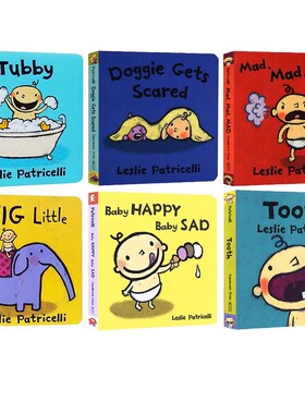 Leslie Patricelli 英文原版绘本 6册 Doggie Gets Scared/Mad Mad /Tubby/Tooth 脏小弟一根毛 纸板书 情绪和日常生活习惯