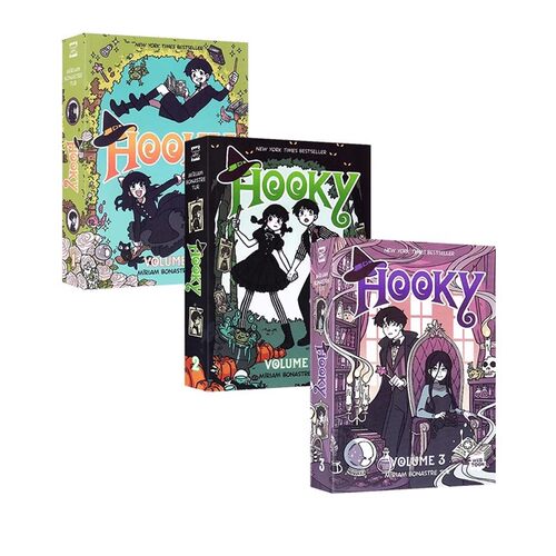 英文原版 Hooky 翘学小法师 1-3册合售 双胞胎兄妹的奇幻冒险 英语课外读物 全彩美式章节漫画 魔法奇幻冒险故事